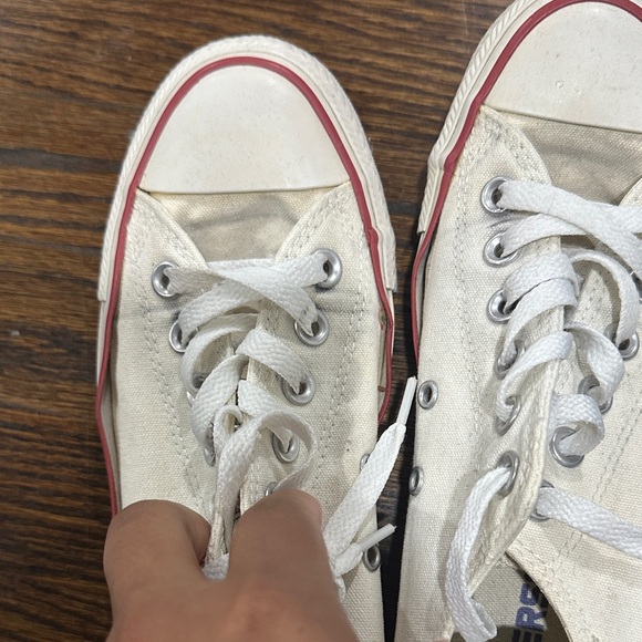 Converse All Star Off-White Sneakers with Red Trim - Picture 3 of 7